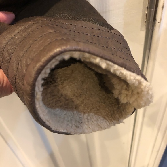 Danier Vintage Dark Brown Leather Sherpa Lined Jacket XL - Picture 10 of 14